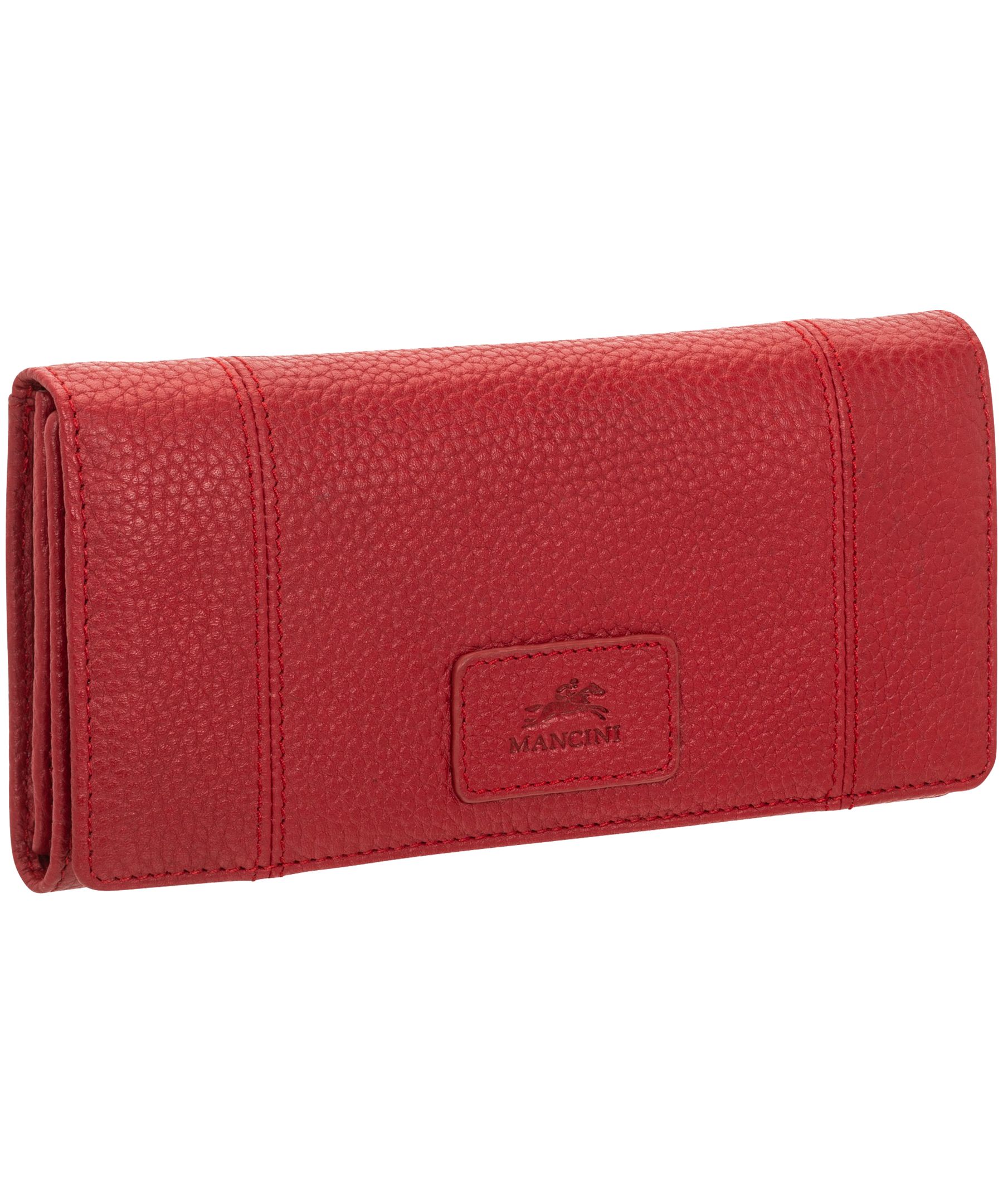 Portefeuille de sécurité en cuir maroquiné à trois volets avec protection RFID pour femmes, Mancini Front_Angled_Right