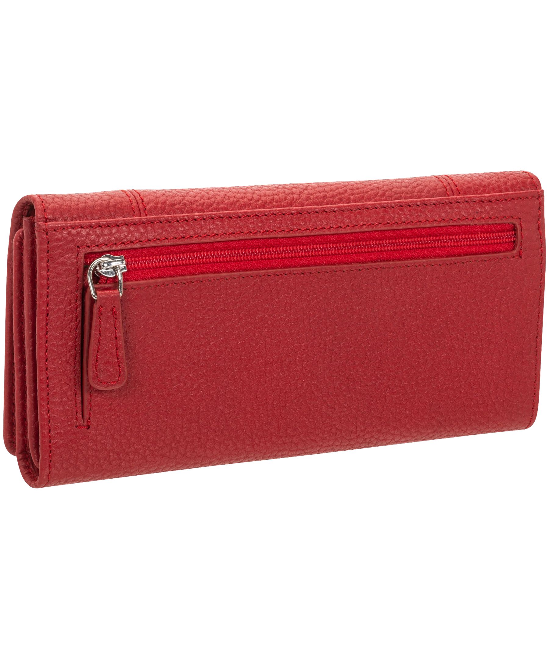 Portefeuille de sécurité en cuir maroquiné à trois volets avec protection RFID pour femmes, Mancini Back_Angled_Left