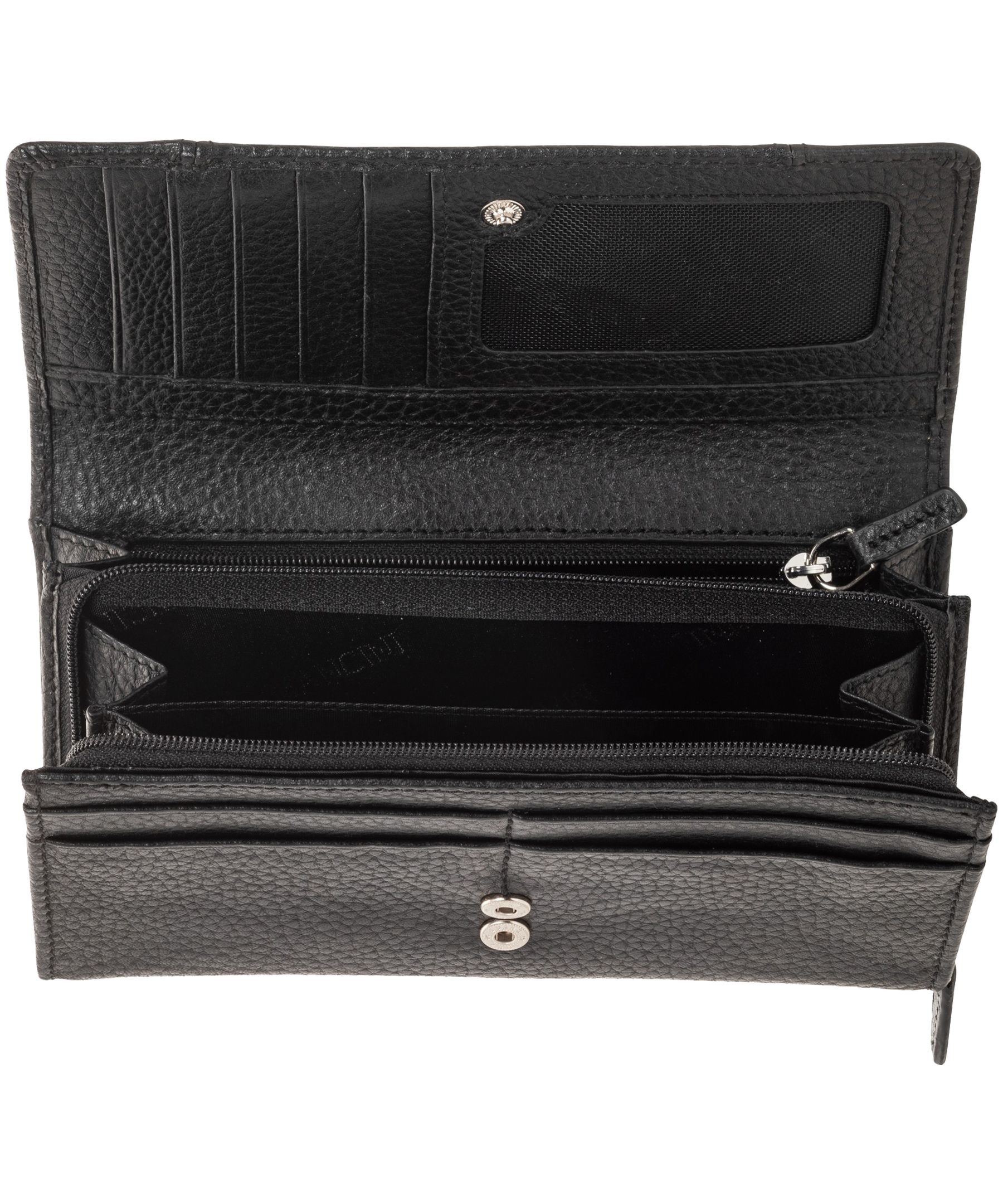 Portefeuille pochette de sécurité en cuir maroquiné moyen avec protection RFID pour femmes, Mancini