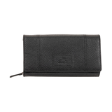 Portefeuille pochette de sécurité en cuir maroquiné moyen avec protection RFID pour femmes, Mancini Front_Flat