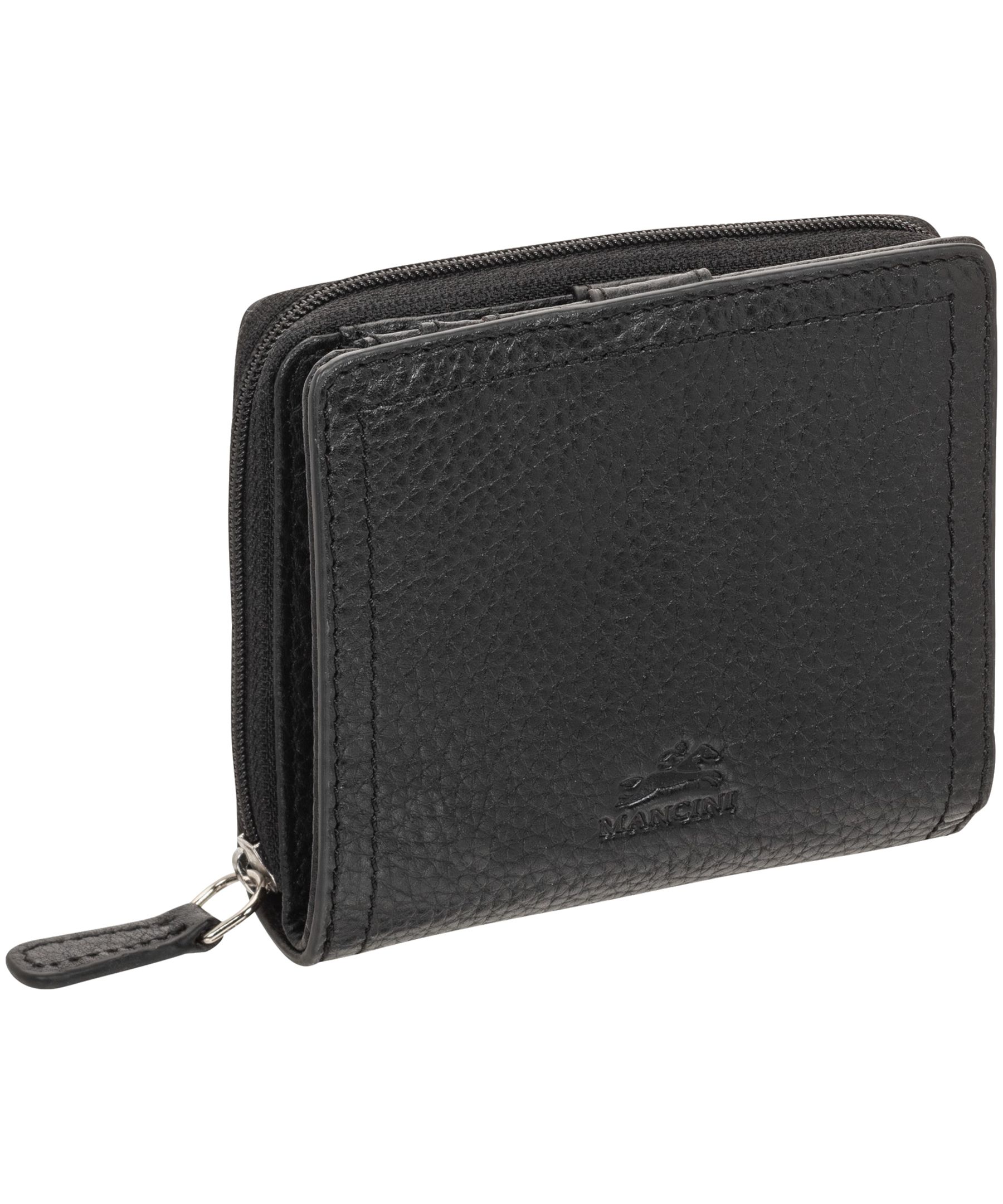 Petit portefeuille pochette de sécurité en cuire maroquiné avec protection RFID de Mancini Leather Goods pour femmes