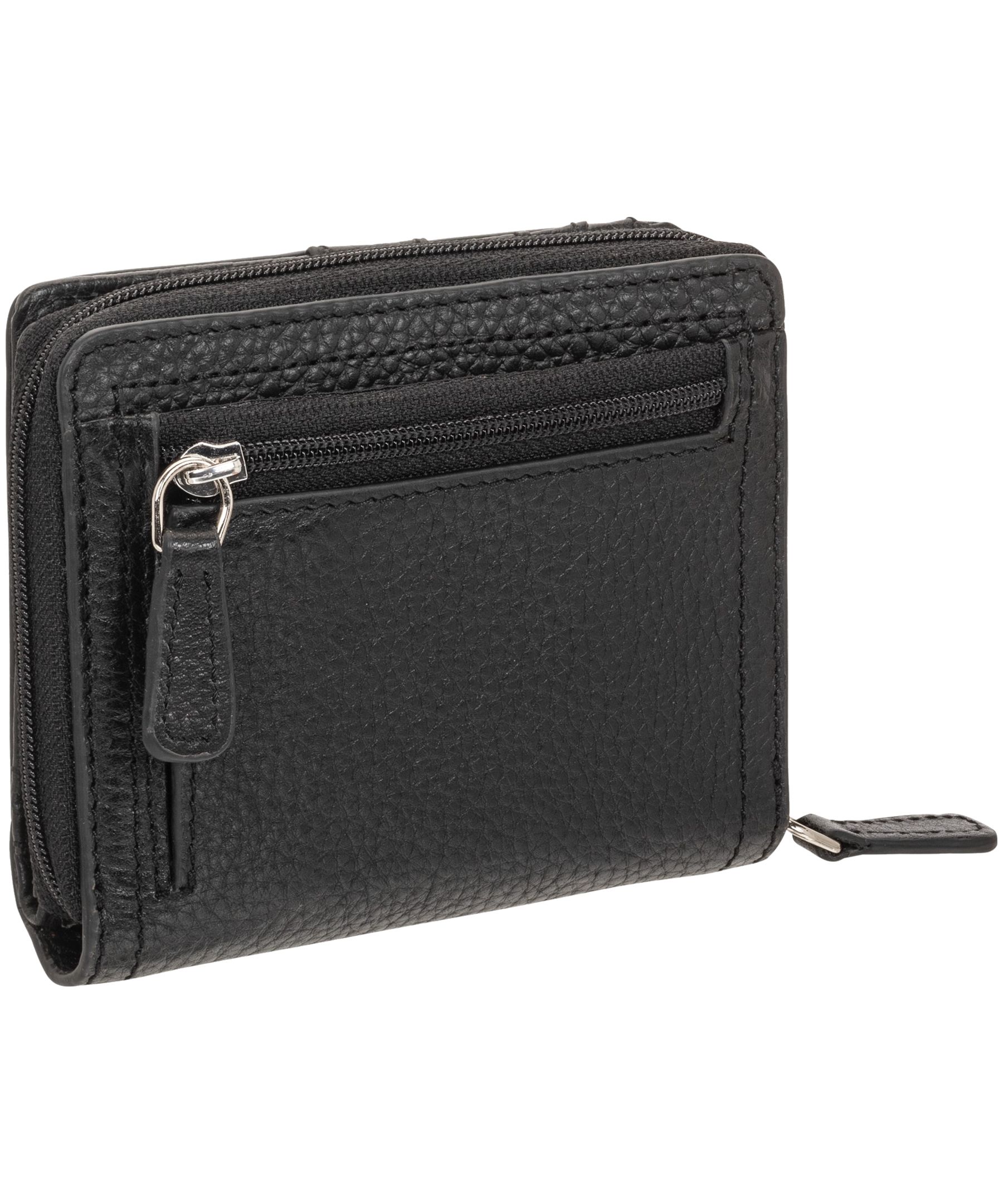 Petit portefeuille pochette de sécurité en cuire maroquiné avec protection RFID de Mancini Leather Goods pour femmes