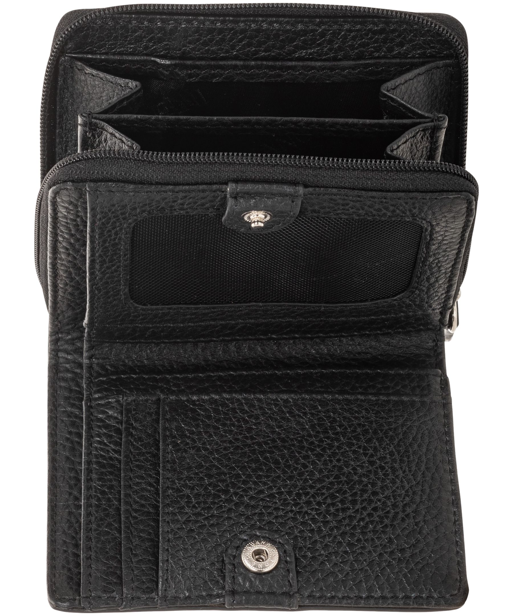 Petit portefeuille pochette de sécurité en cuire maroquiné avec protection RFID de Mancini Leather Goods pour femmes