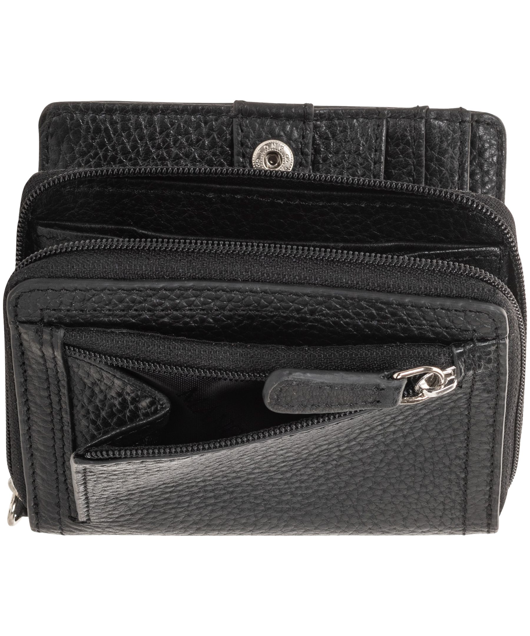 Petit portefeuille pochette de sécurité en cuire maroquiné avec protection RFID de Mancini Leather Goods pour femmes