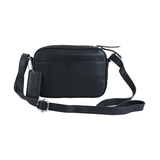 Sac à bandoulière de sécurité en cuir maroquiné à protection RFID pour femmes, Clara, Mancini Front_Flat