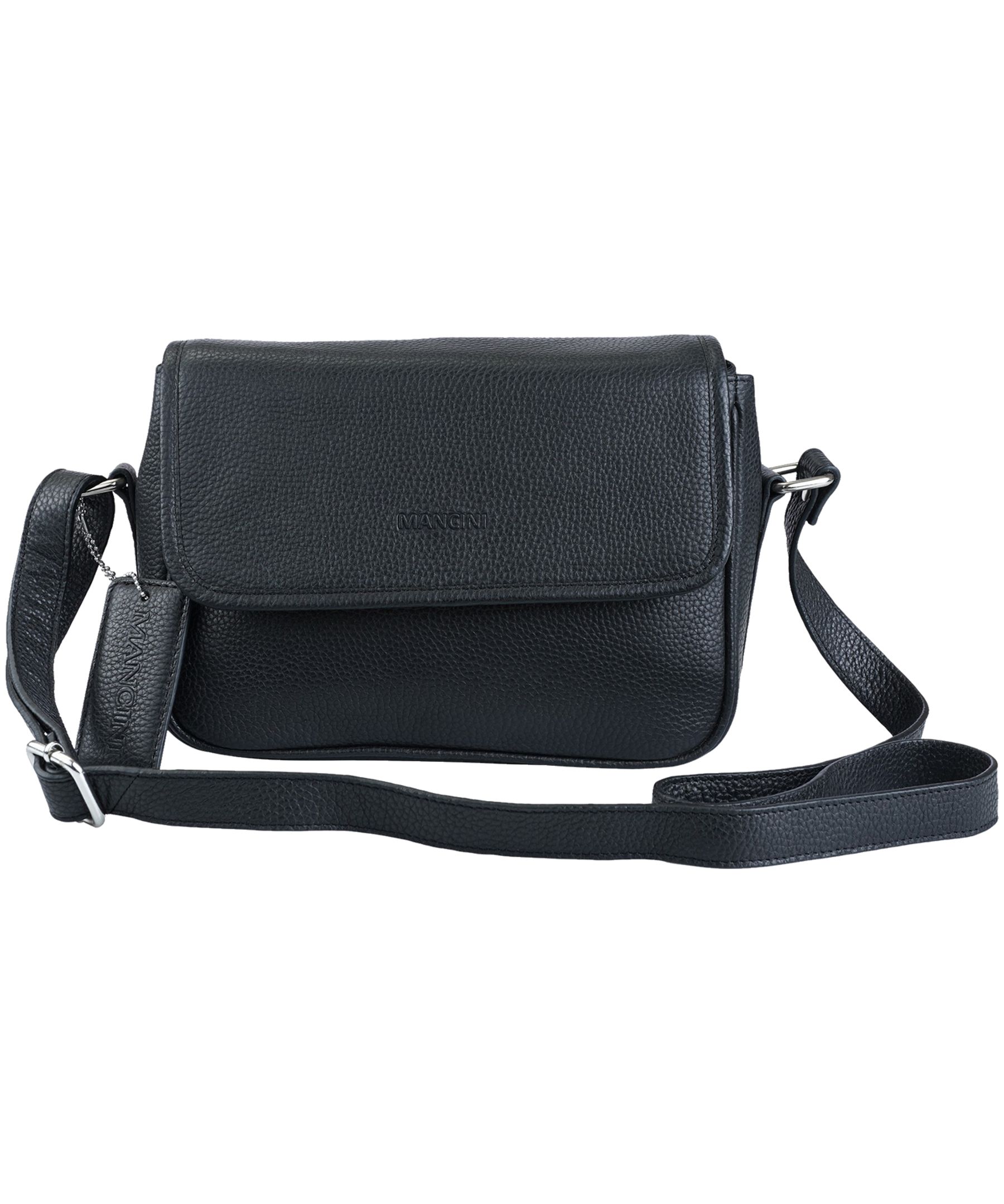 Mancini Leather Goods Women's Pebbled Kemberly Flap Closure Handbag