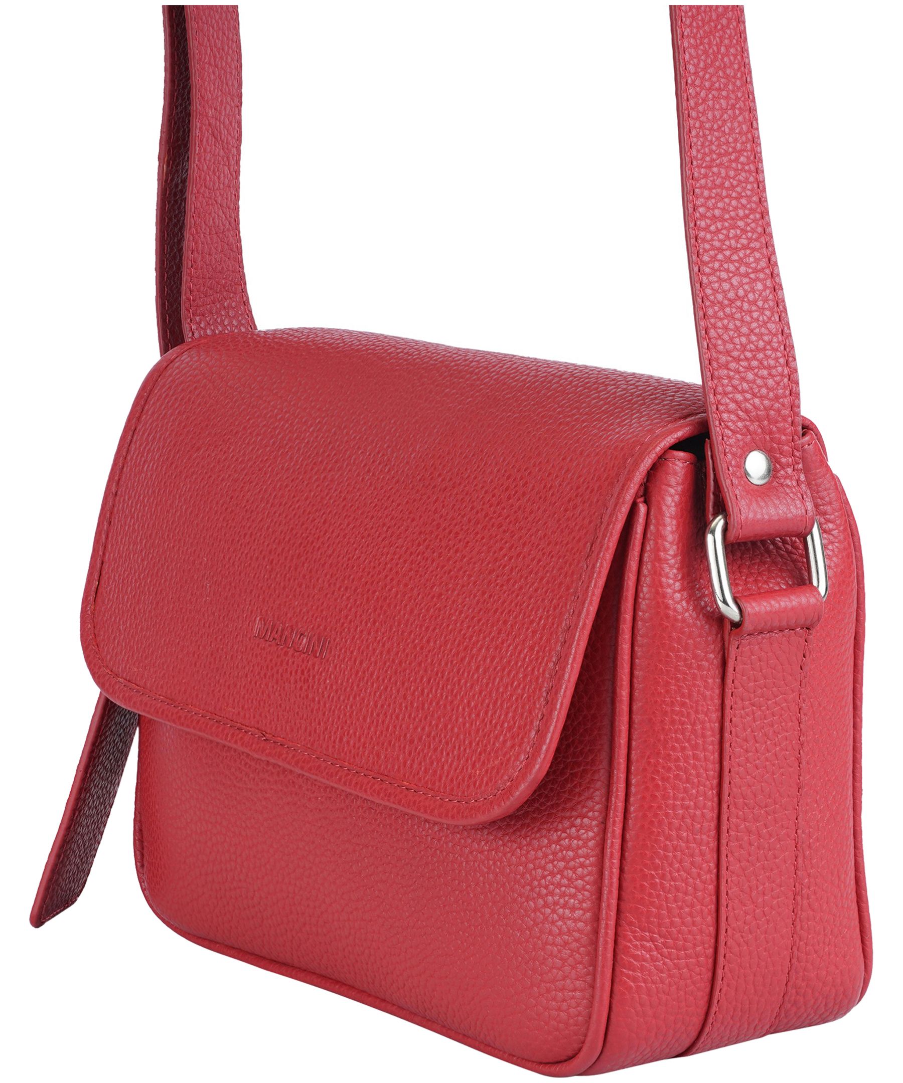 Mancini Leather Goods Women's Pebbled Kemberly Flap Closure Handbag