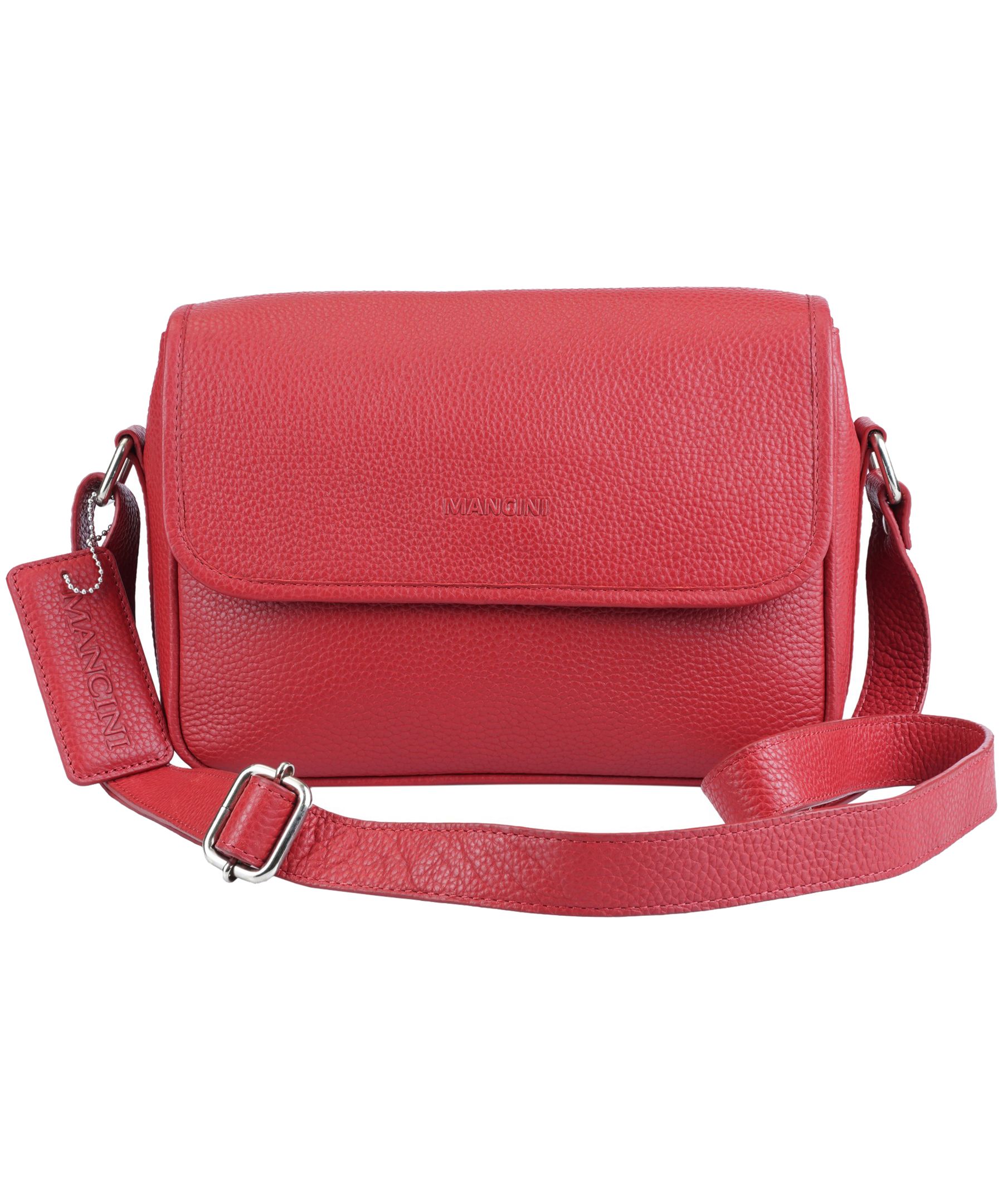 Mancini Leather Goods Women's Pebbled Kemberly Flap Closure Handbag