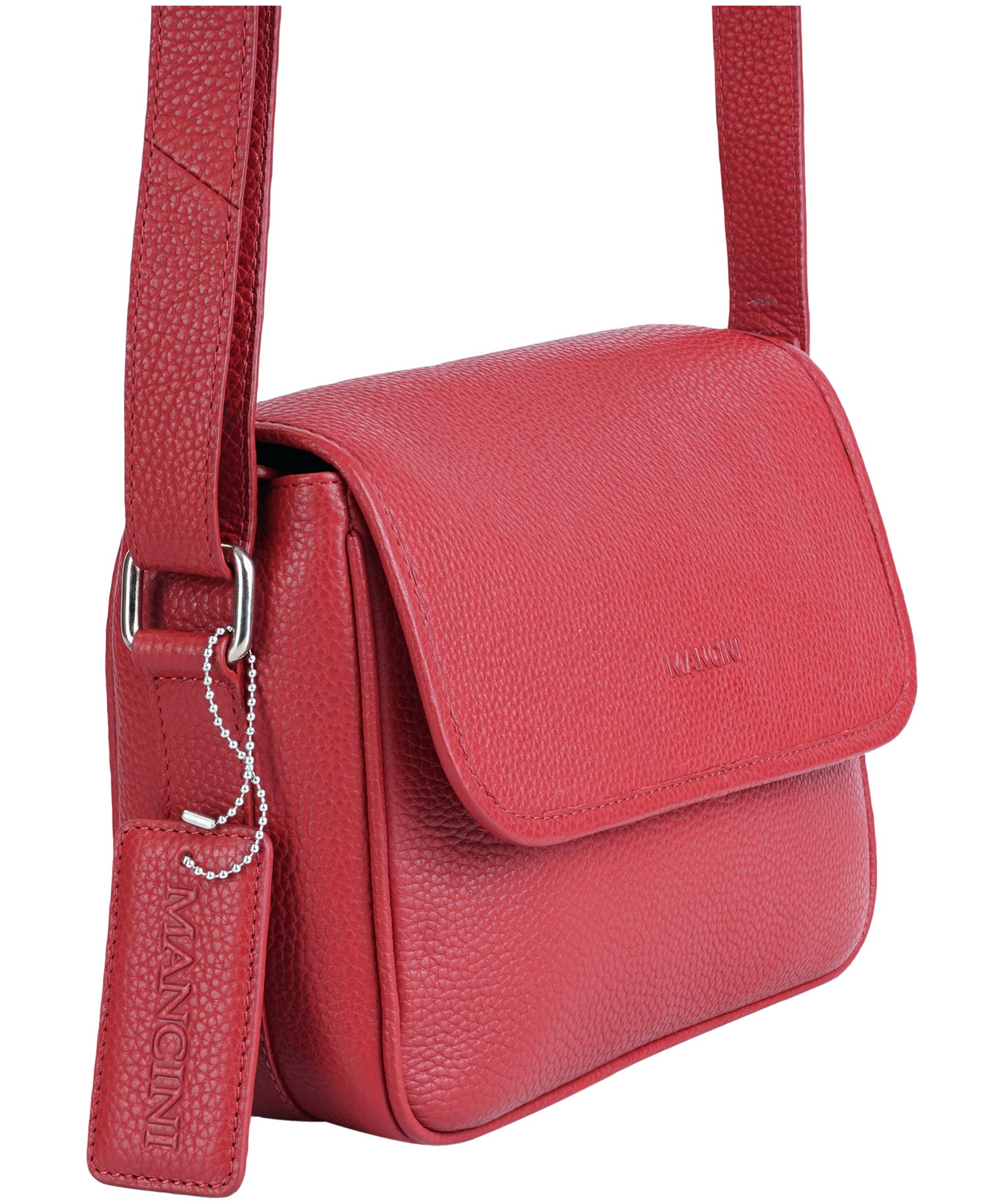 Mancini Leather Goods Women's Pebbled Kemberly Flap Closure Handbag