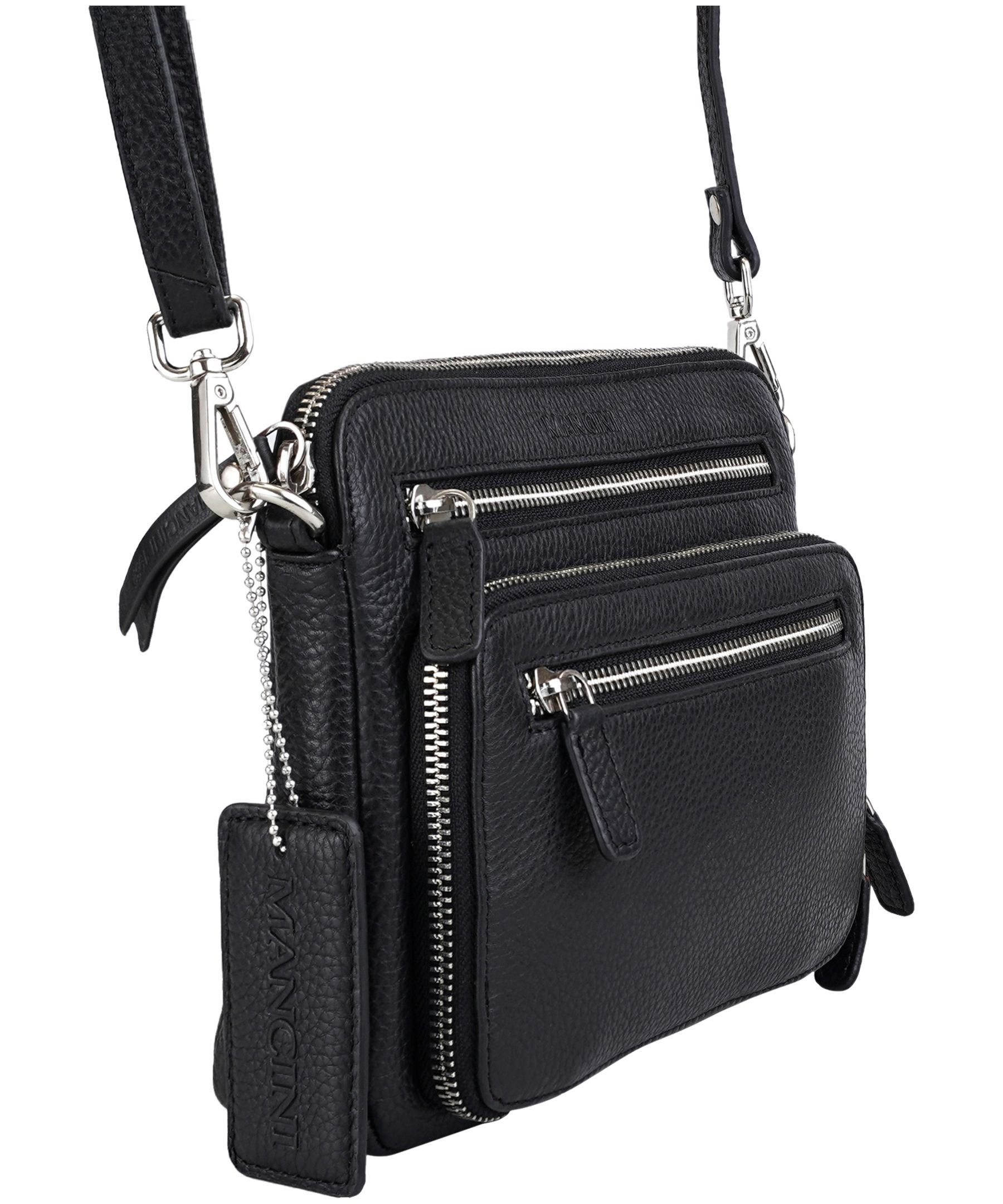 Mancini Leather Goods Women's Pebbled Valerie Small Crossbody Bag