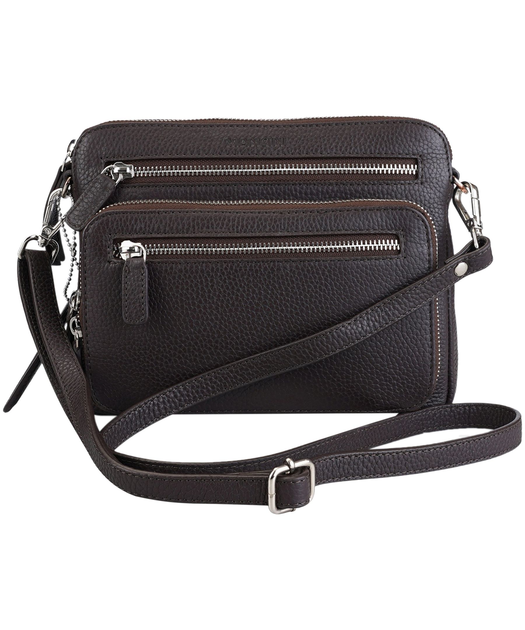 Mancini Leather Goods Women's Pebbled Valerie Small Crossbody Bag