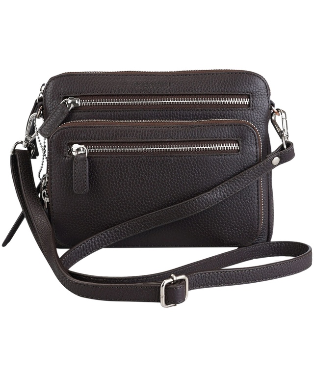 Mancini Leather Goods Women's Pebelled Valerie Small Crossbody Bag