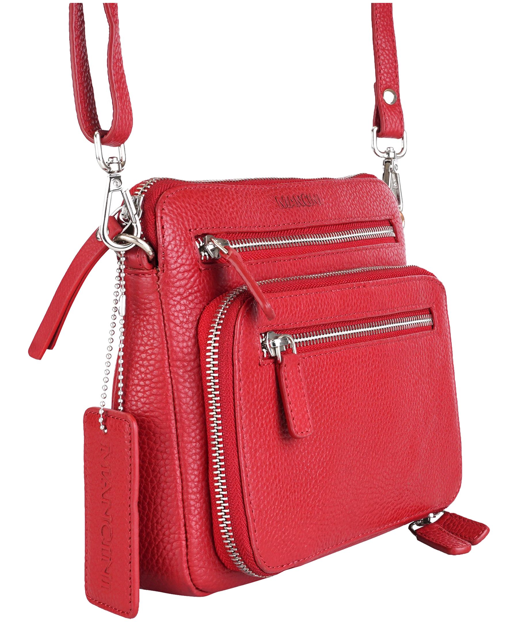 Mancini Leather Goods Women's Pebbled Valerie Small Crossbody Bag