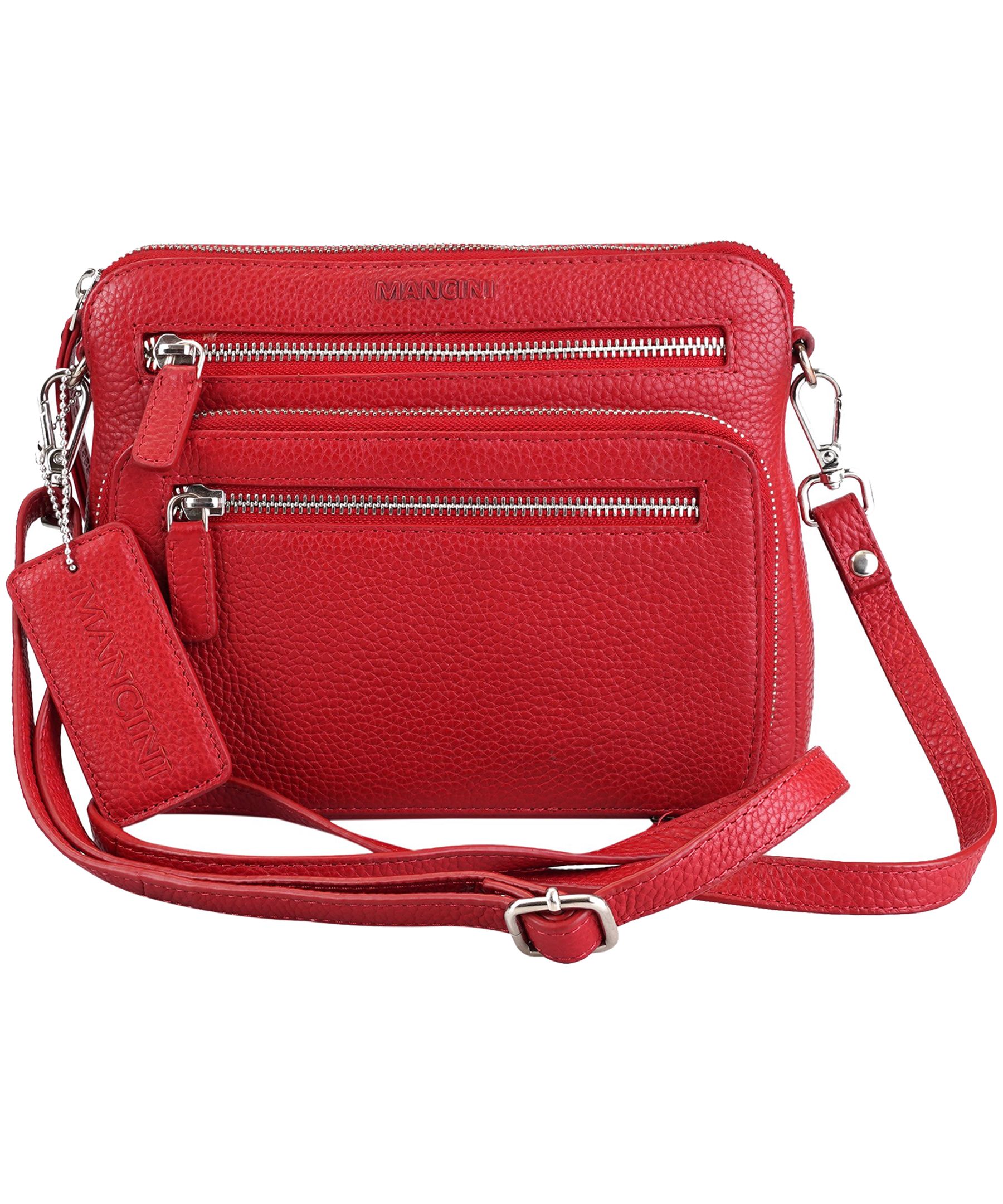 Mancini Leather Goods Women's Pebbled Valerie Small Crossbody Bag