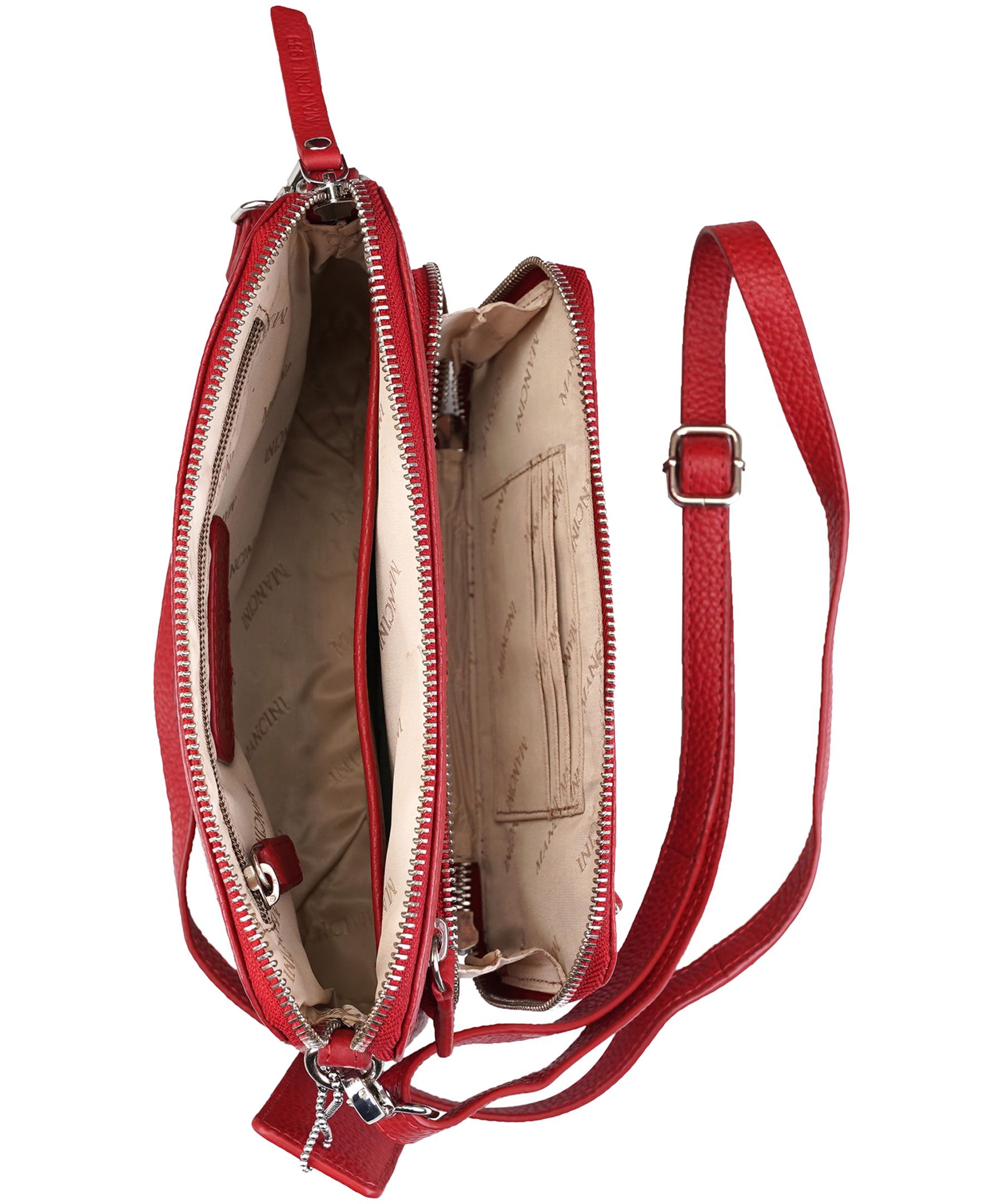 Mancini Leather Goods Women's Pebbled Valerie Small Crossbody Bag