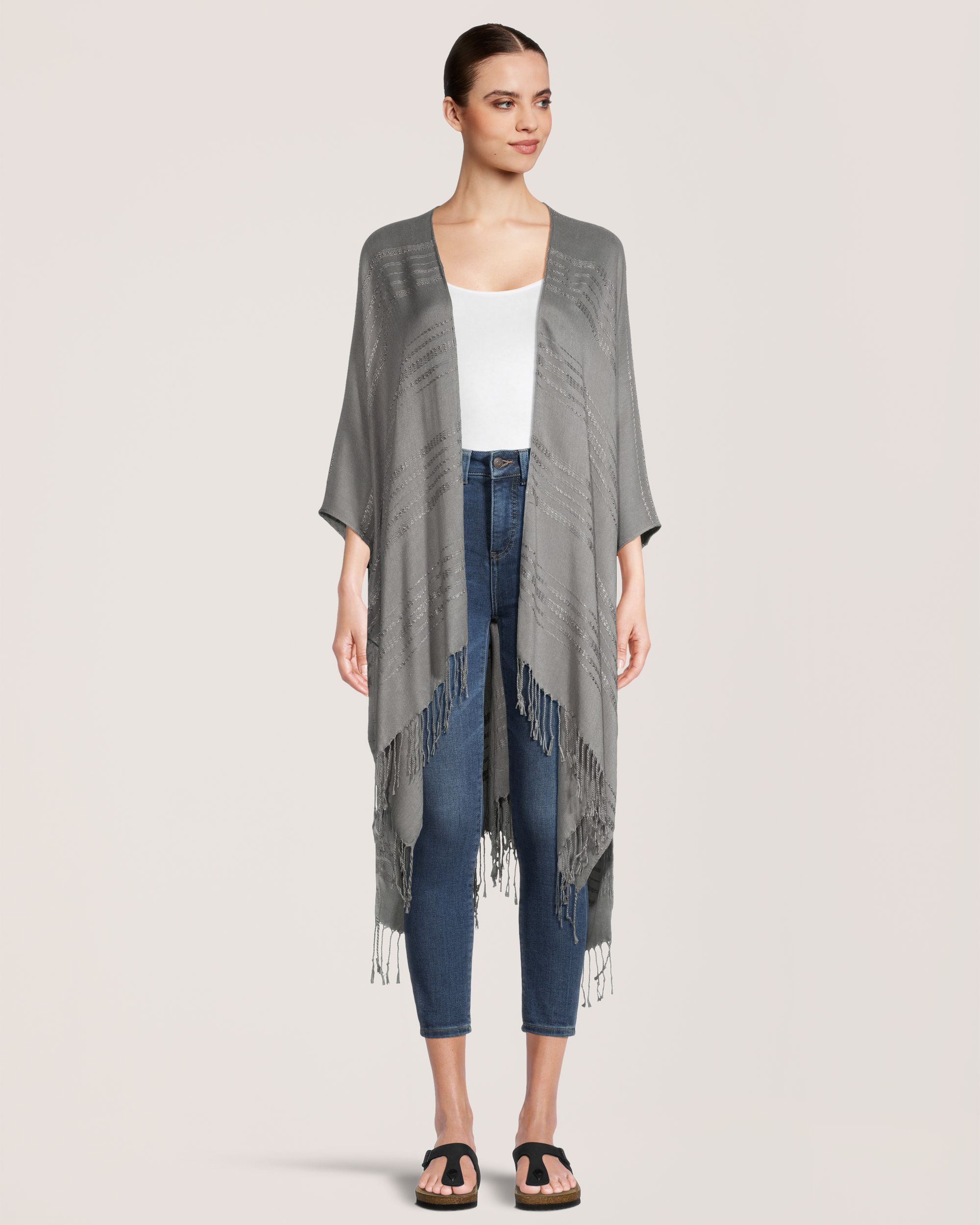 Foulard de style ruana léger à rayures pour femmes, Denver Hayes