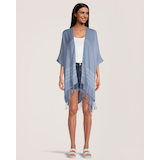 Foulard de style ruana à rayures et avec franges pour femmes, FarWest Front_Flat