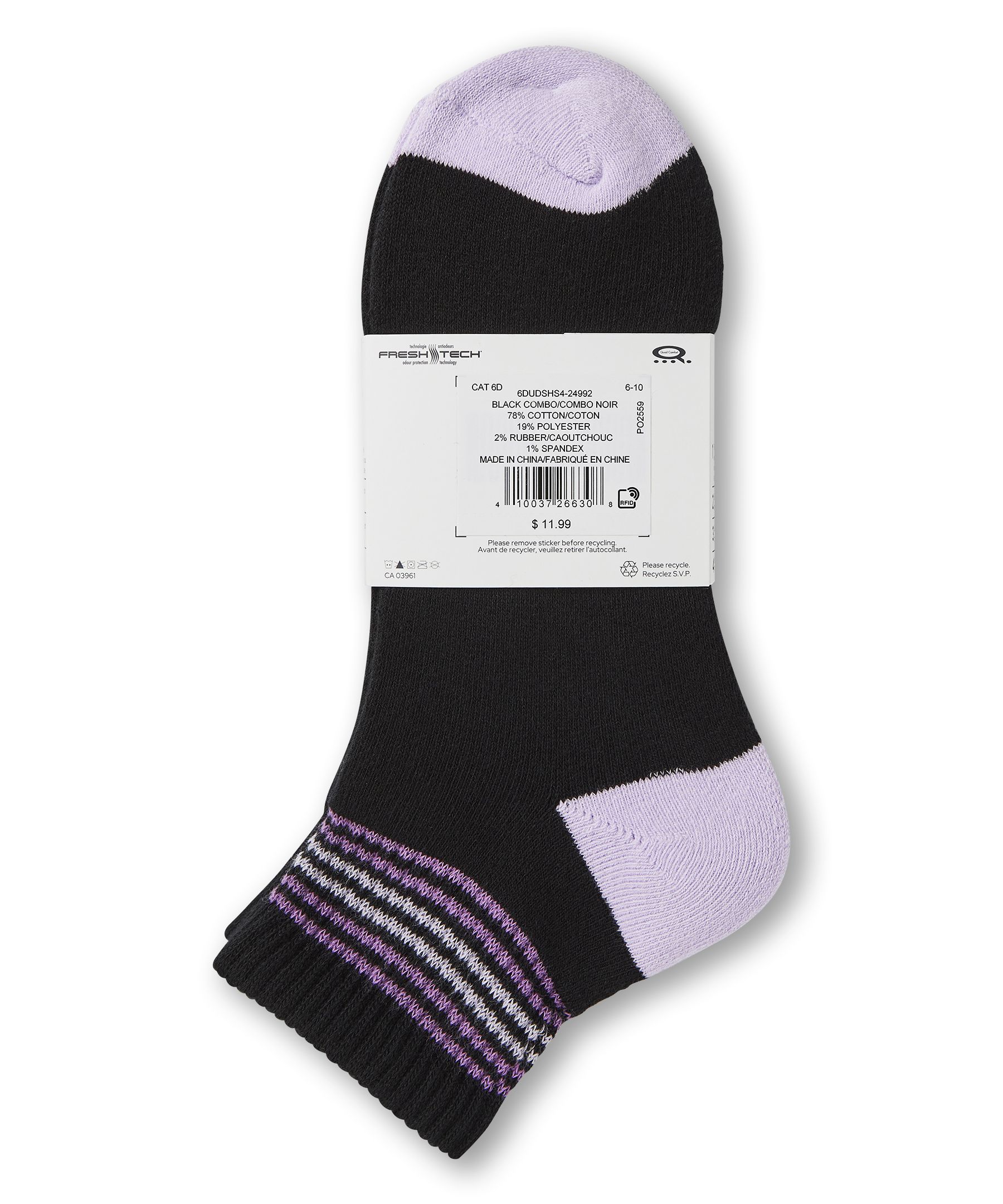 Shambhala Women's Quad Comfort FRESHTECH® Sport Crew Socks, 3 Pack