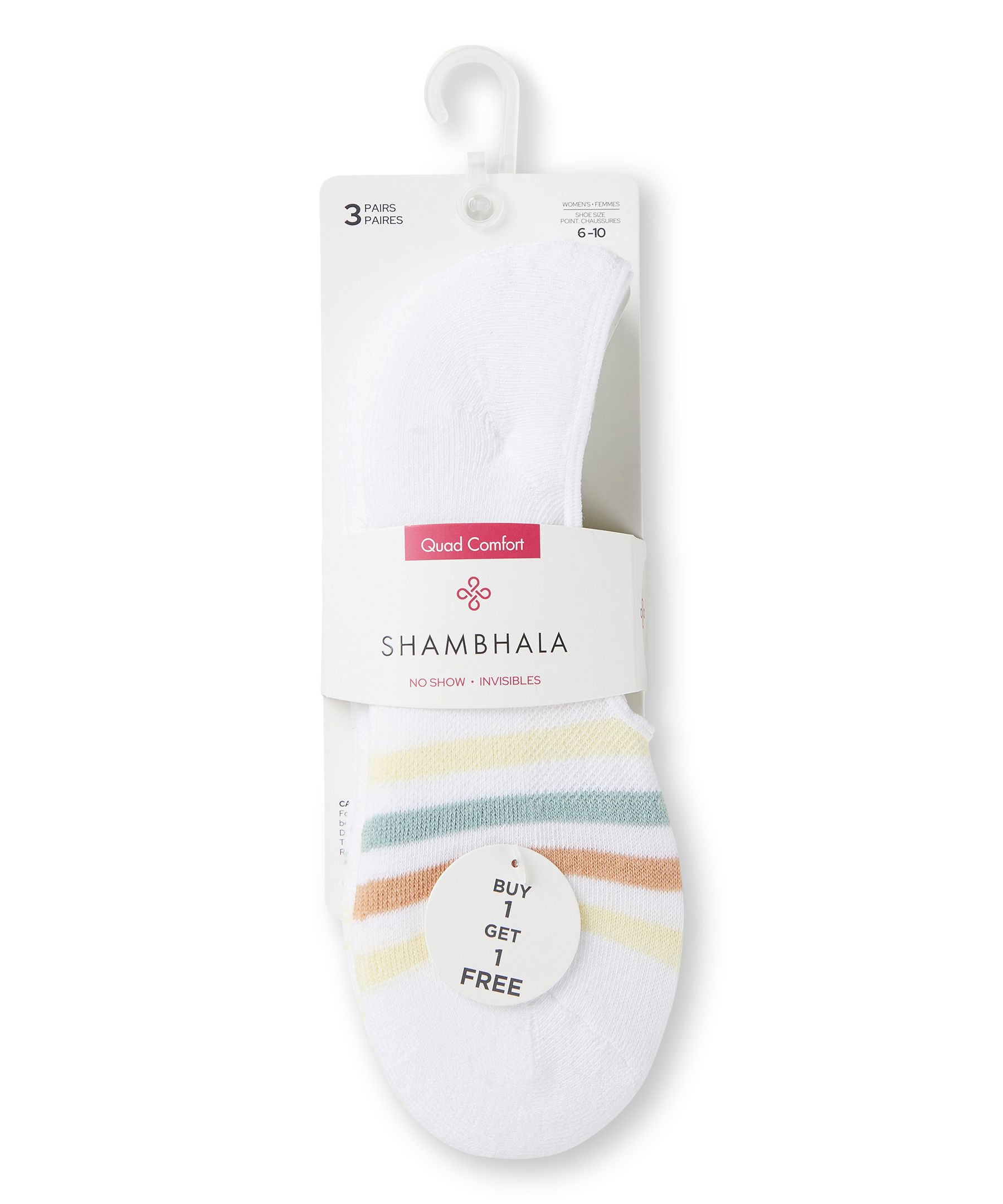 Chaussettes de sport invisibles avec Freshtech pour femmes, Shambhala, paquet de 3&nbsp;paires