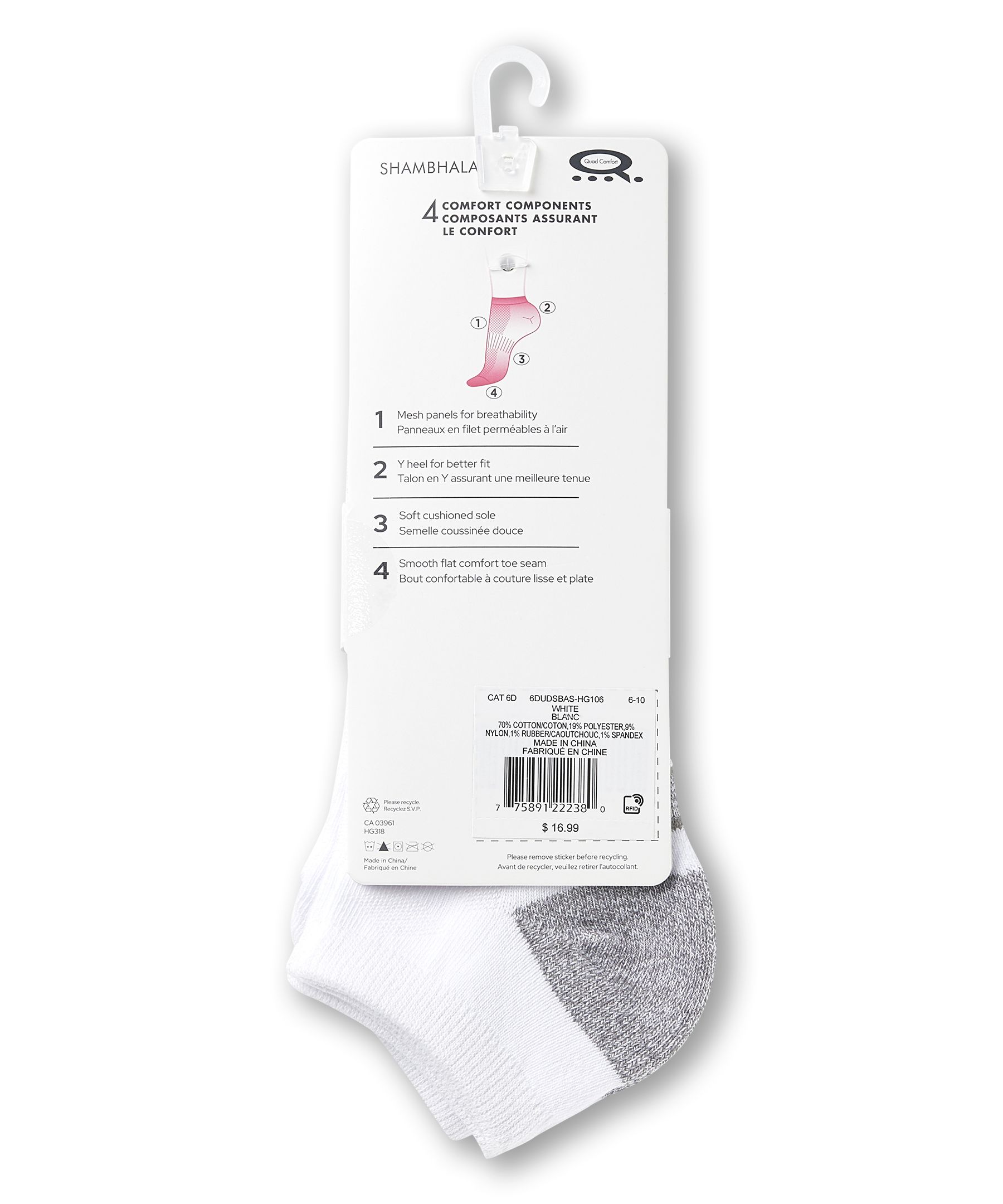 Shambhala Women's 3PK Cushioned Cotton Low Cut Sport Socks