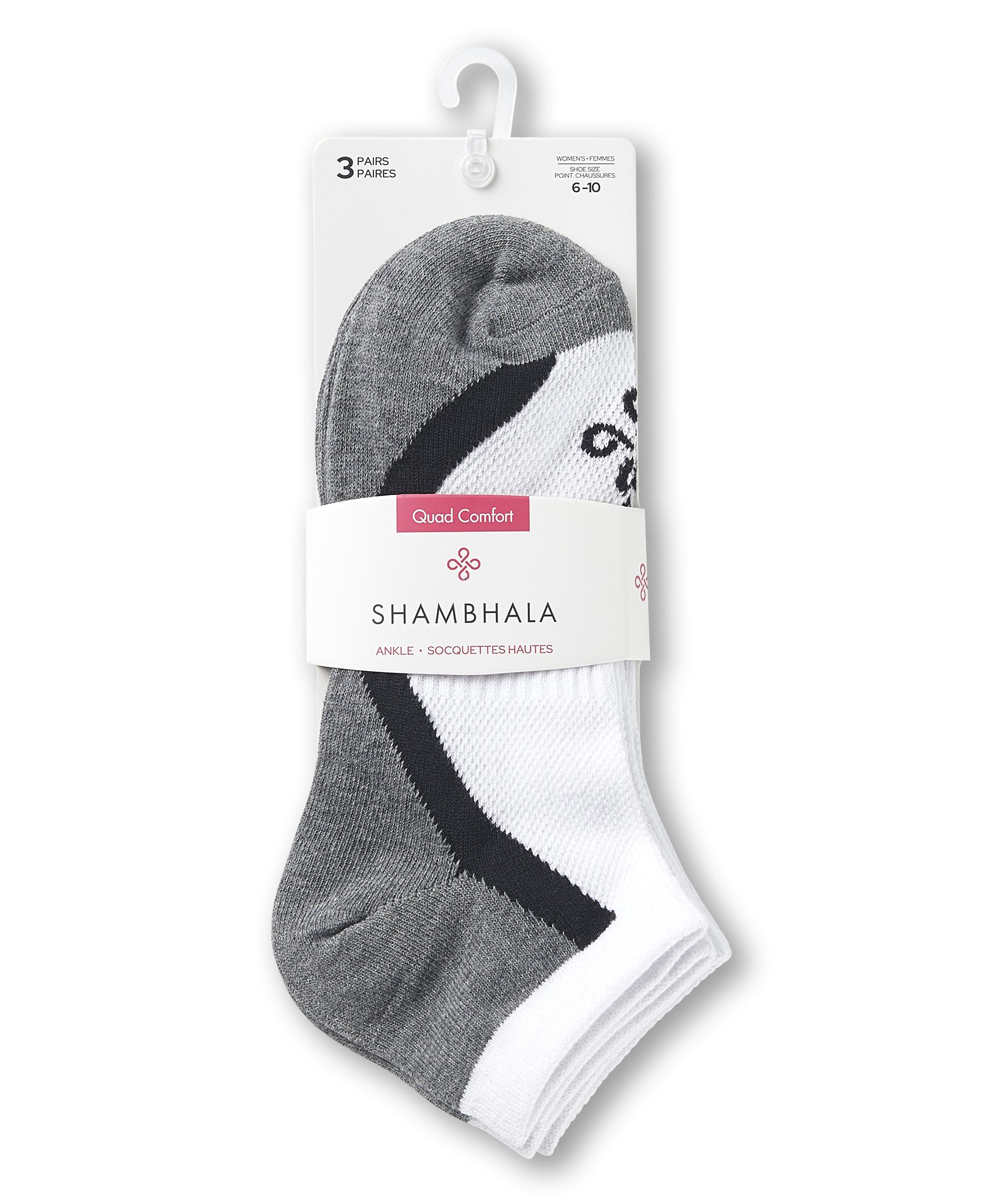 Socquettes avec soutien de voûte plantaire pour femmes, Shambhala, paquet de 3&nbsp;paires