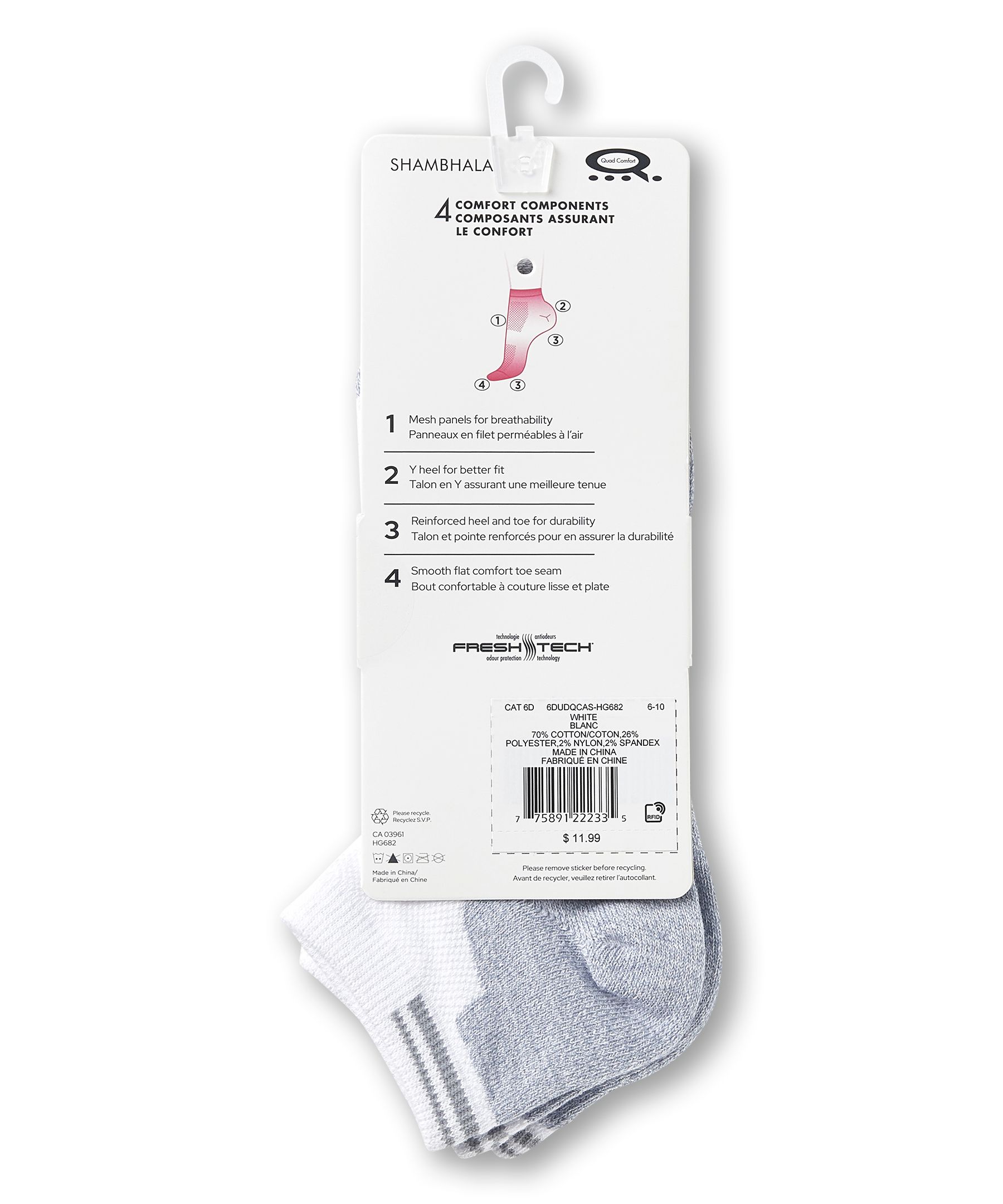 Shambhala Women's 3PK Mesh Ankle Sport Socks