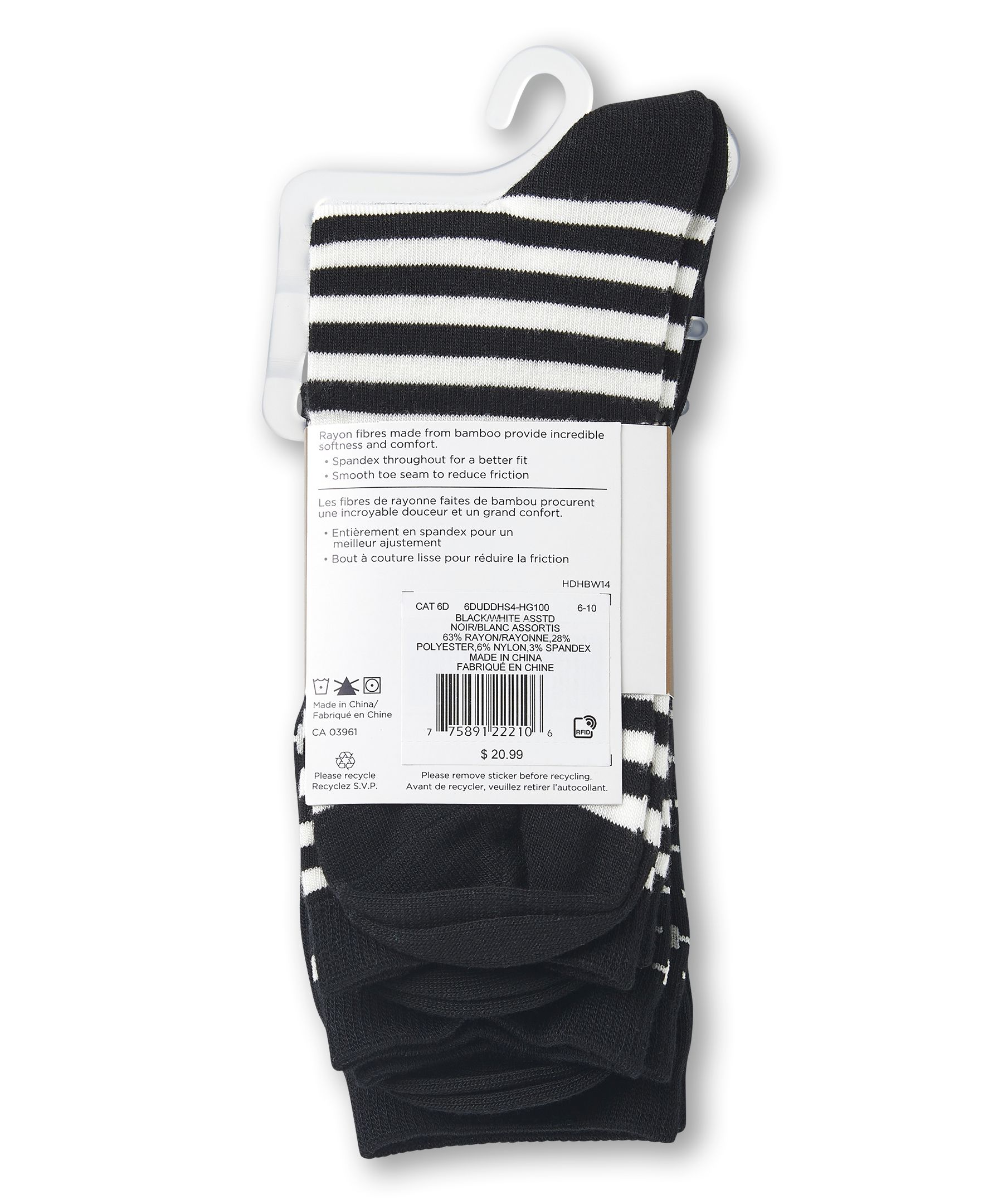 Denver Hayes Women'sCrew Cut Socks, 3 Pack