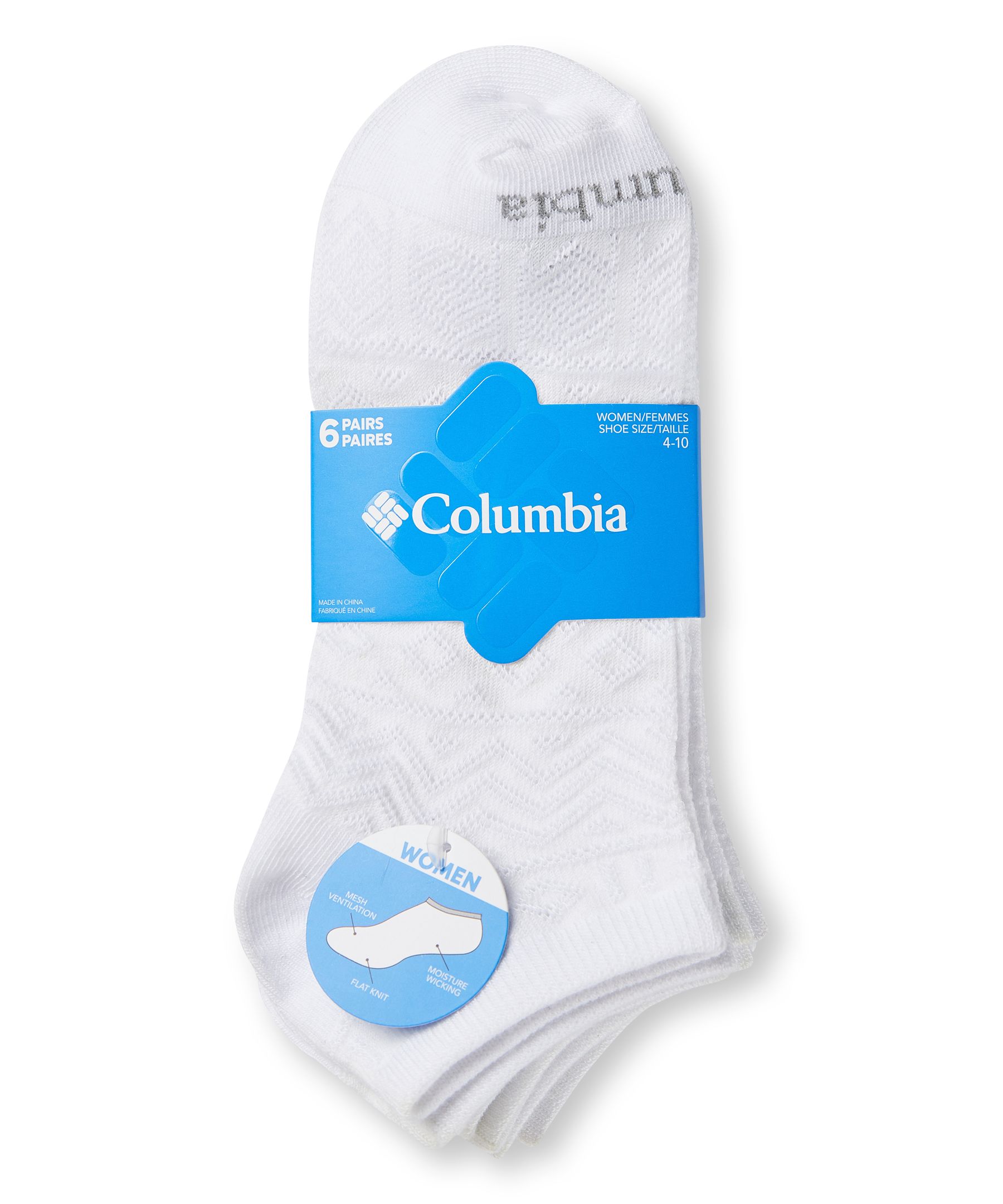 Columbia Women's Pattern Mesh No Show Socks, 6 Pack
