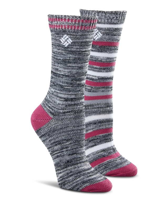 Mi-chaussettes flammées à blocs de couleur pour femmes, Columbia, paquet de 2 paires