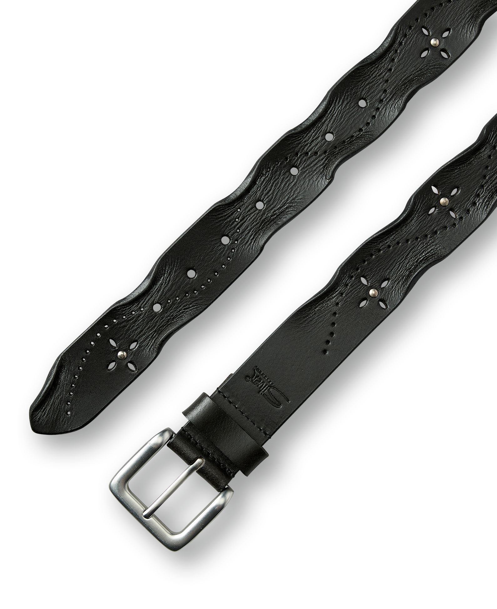 Silver Women's Worn Edge Perforated Belt