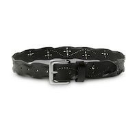 Silver Women's Worn Edge Perforated Belt Front_Elevated