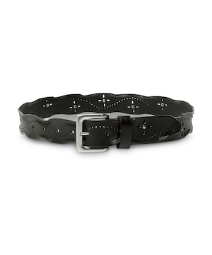 Ceinture perforée aux bords usés pour femmes, Silver