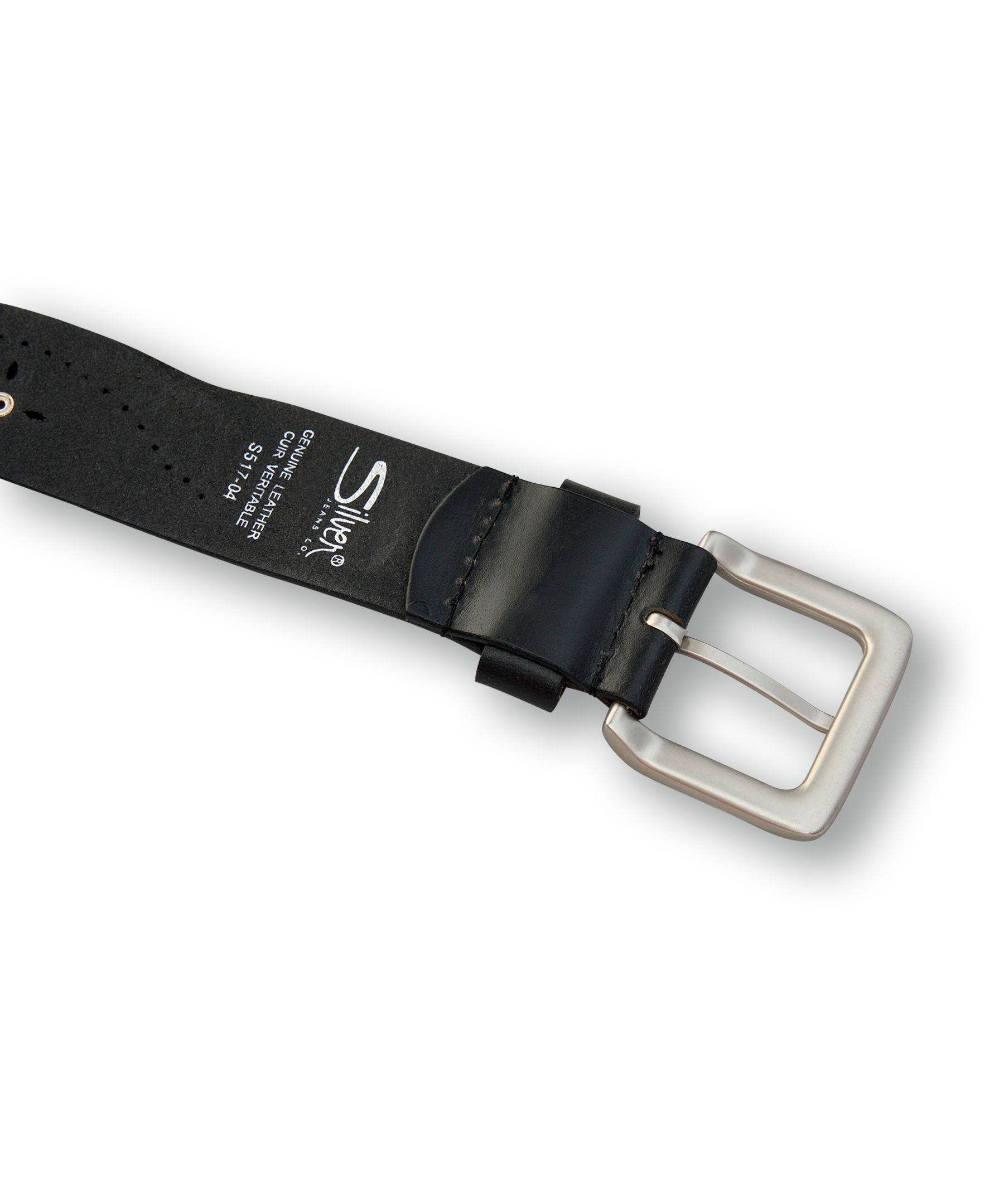 Ceinture perforée aux bords usés pour femmes, Silver