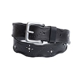 Ceinture perforée aux bords usés pour femmes, Silver Front_Angled_Left