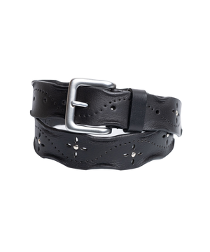 Silver Women's Worn Edge Perforated Belt