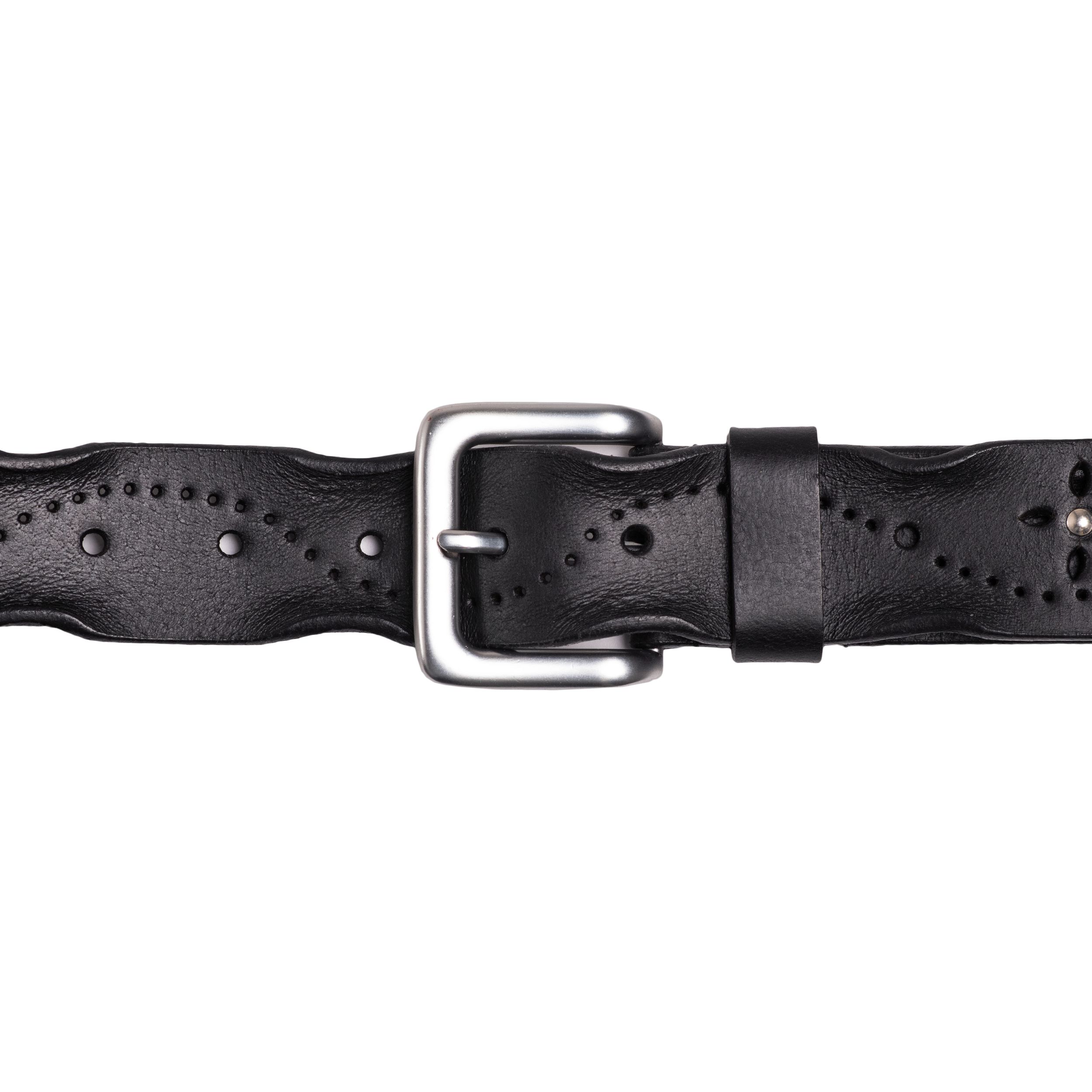 Ceinture perforée aux bords usés pour femmes, Silver