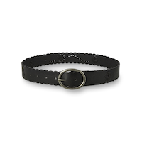 Ceinture tissée à bords festonnés pour femmes, Silver Front_Elevated