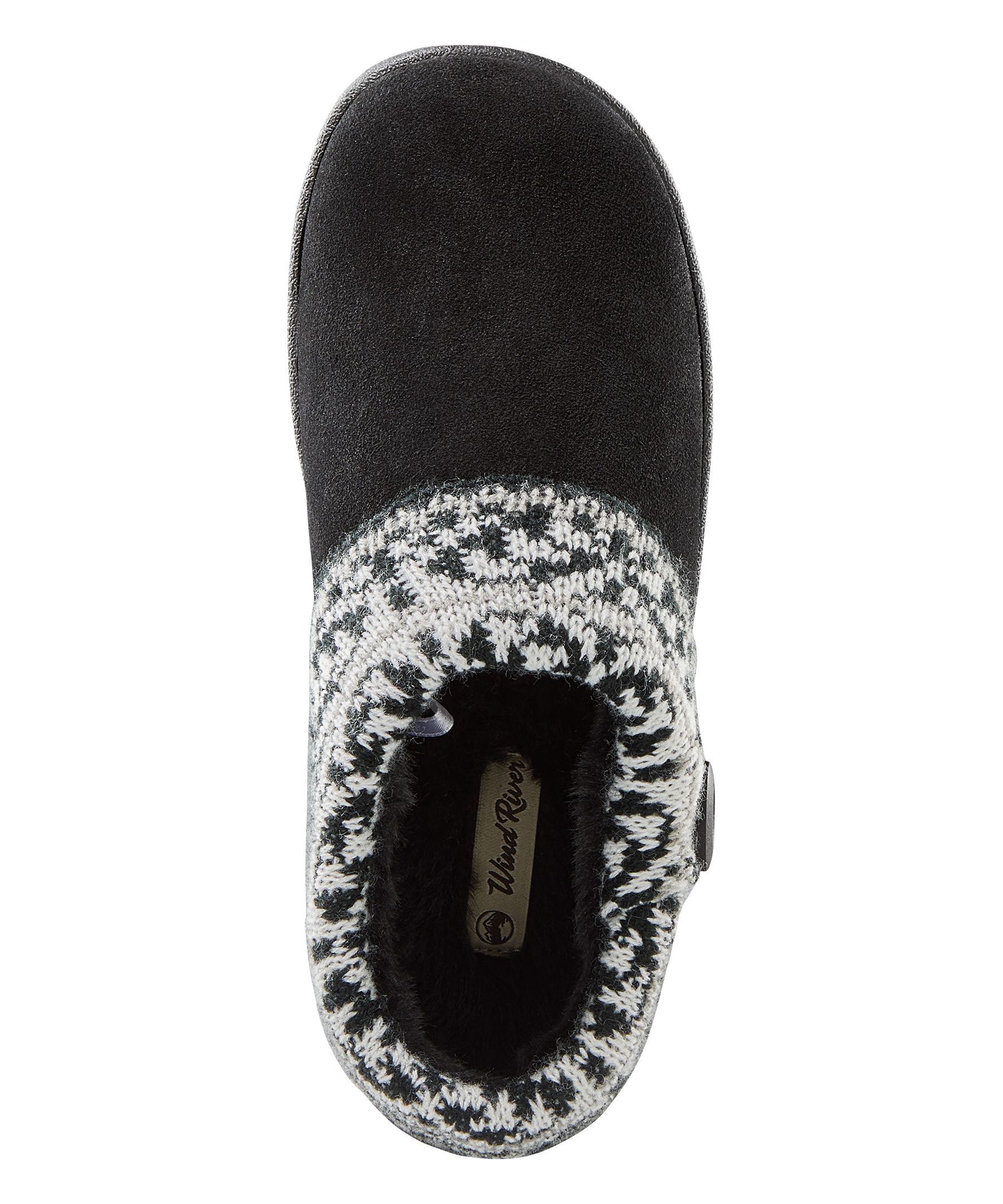 Sabots à enfiler en suède avec col en tricot pour femmes, WindRiver