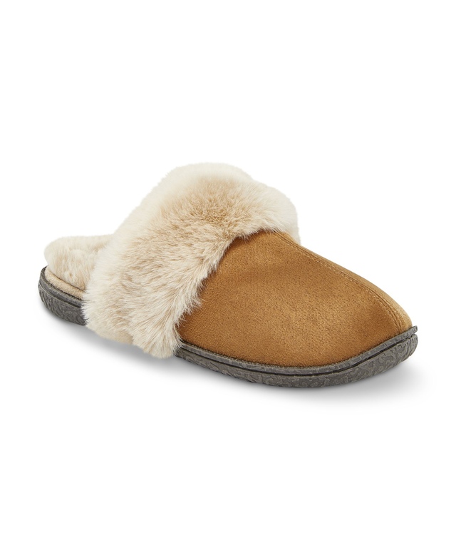 WindRiver Women's Faux Suede Faux Fur Lined Slippers