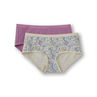 Culotte en coton extensible à taille basse pour femmes, Denver Hayes, paquet de 2 Front_Flat