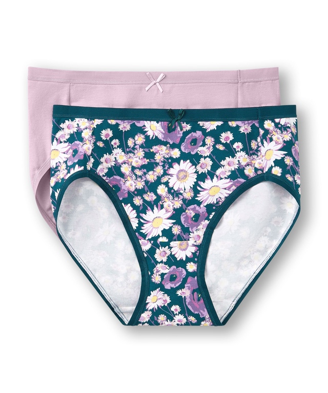 Denver Hayes Women's Cotton Stretch Hi-Cut Underwear, 2 Pack