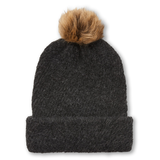 Denver Hayes Women's Diagonal Rib Faux Fur Pom Toque Front_Flat