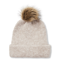 Denver Hayes Women's Diagonal Rib Faux Fur Pom Toque