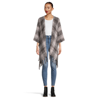 Foulard de style ruana à carreaux pour femmes, Denver Hayes Front_Flat