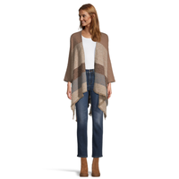 Châle de style ruana avec frange pour femmes, Denver Hayes Front_Flat