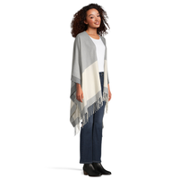 Foulard de style ruana à blocs de couleur avec frange pour femmes, Denver Hayes