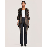 Denver Hayes Women's Plaid Self Tie Shawl Ruana Front_Flat
