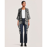 Denver Hayes Women's Plaid Self Tie Shawl Ruana