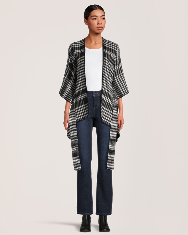 Denver Hayes Women's Plaid Self Tie Shawl Ruana