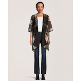 Foulard de style ruana en molleton à carreaux réversible pour femmes, Denver Hayes Front_Flat